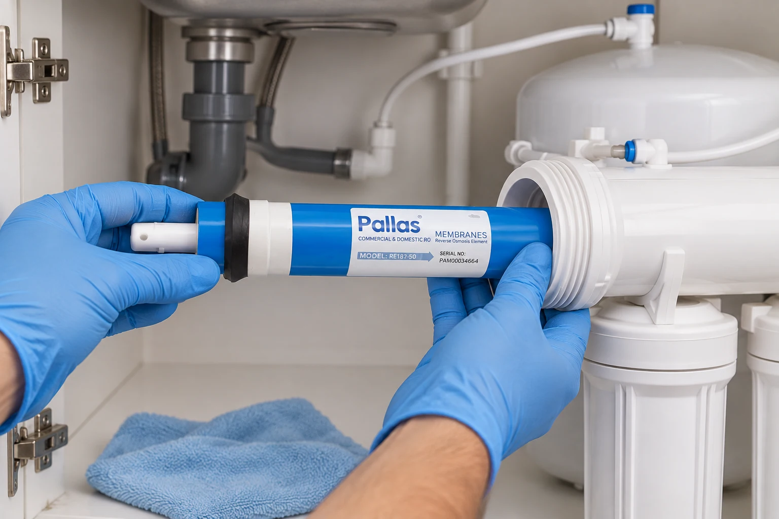 Membrane Pallas domestique 80 GPD — illustration originale de son environnement, WaterMaroc.