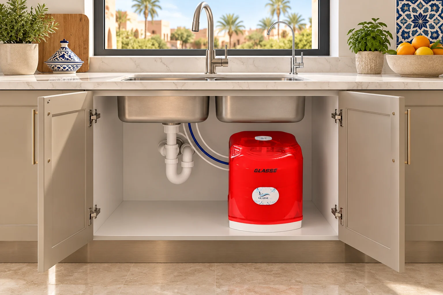 GLASSE PRO TRANSPARENT (ROUGE) — illustration originale de son environnement, WaterMaroc.